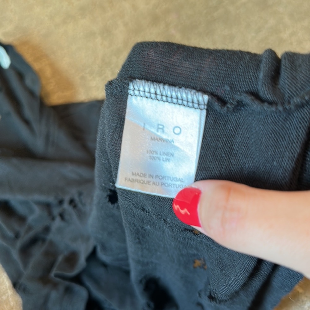 IRO Black Linen Hole Long Sleeve Tee - Picture 3 of 4